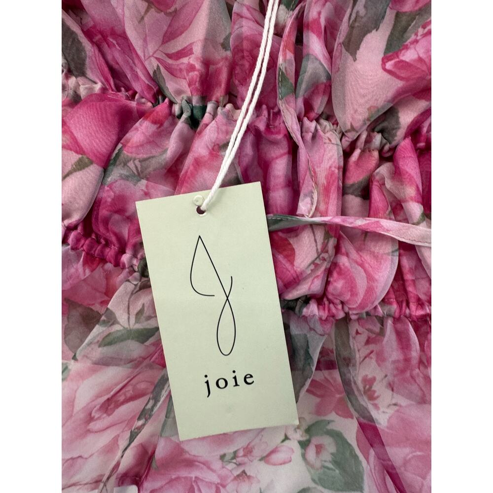 JOIE Polyester Floral Cropped Lightweight Ruched Spring Top Size Large - Picture 7 of 13